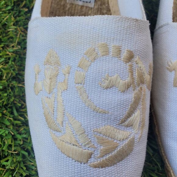 Vintage Evan Picone White Canvas Embroidered Lizard Espadrille Alpargata Flats - Picture 4 of 7